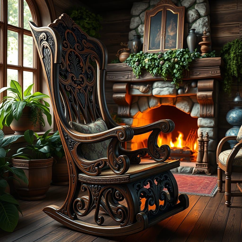 Ornate Antique Rocking Chair  by @Raven