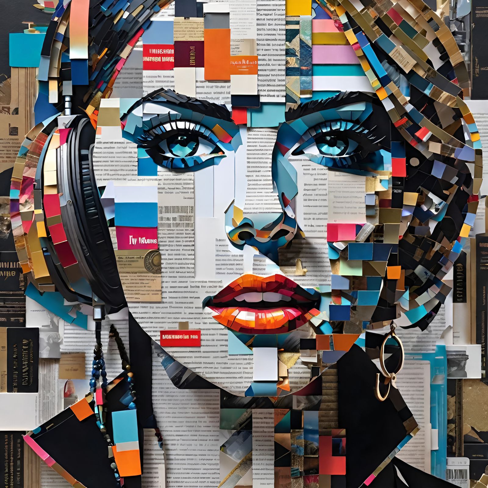 paper collage art portrait AI Generated Artwork NightCafe Creator