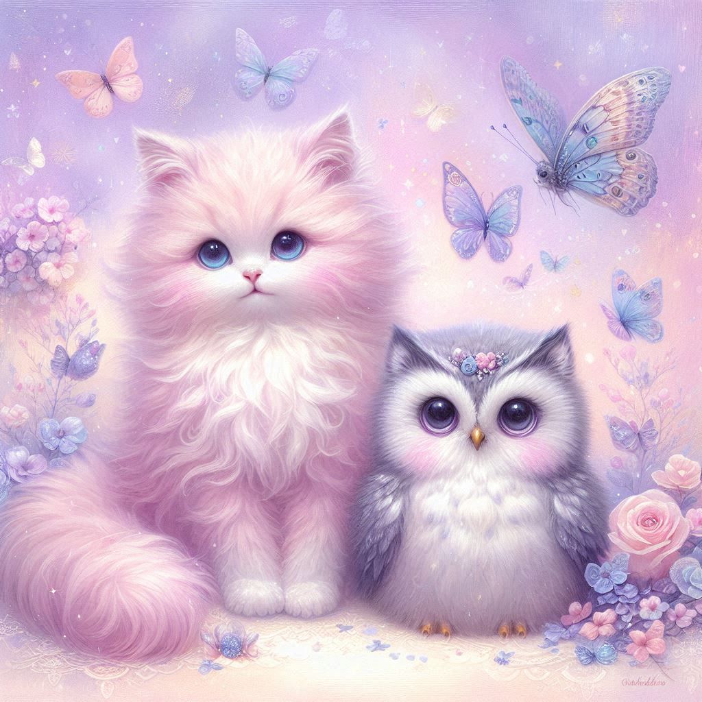 Pastel lilac and pastel peach pink