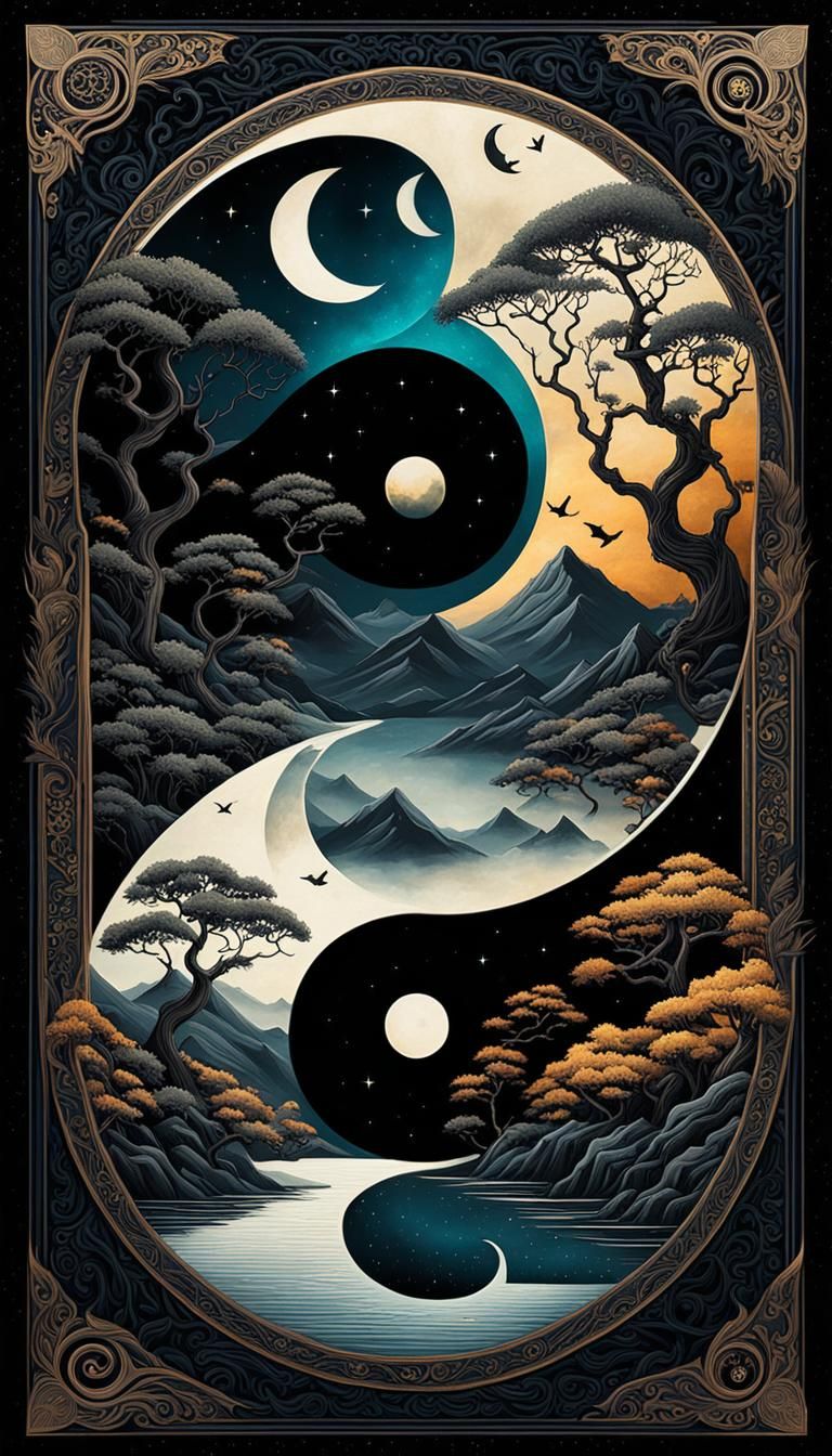 tarot card, Yin & Yang - AI Generated Artwork - NightCafe Creator