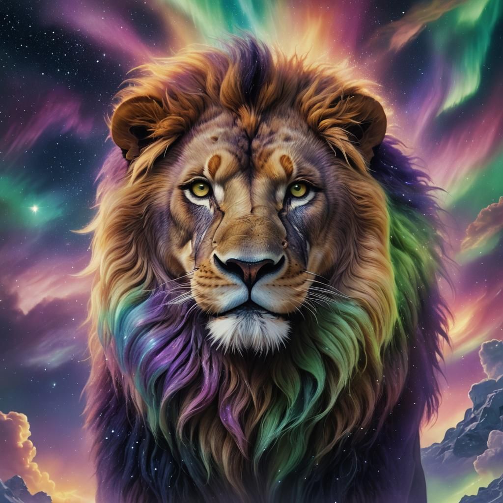 Lion's Heart in Aurora Borealis: Fantasy Concept Art