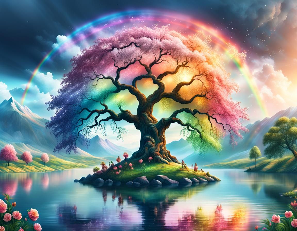 Luminous Arc: A Rainbow Embrace on the Lake  by @Heralyn