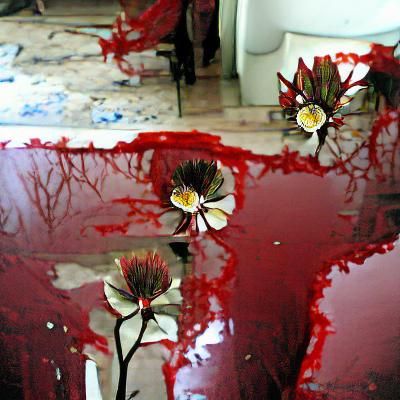 Mirror flowers blood art