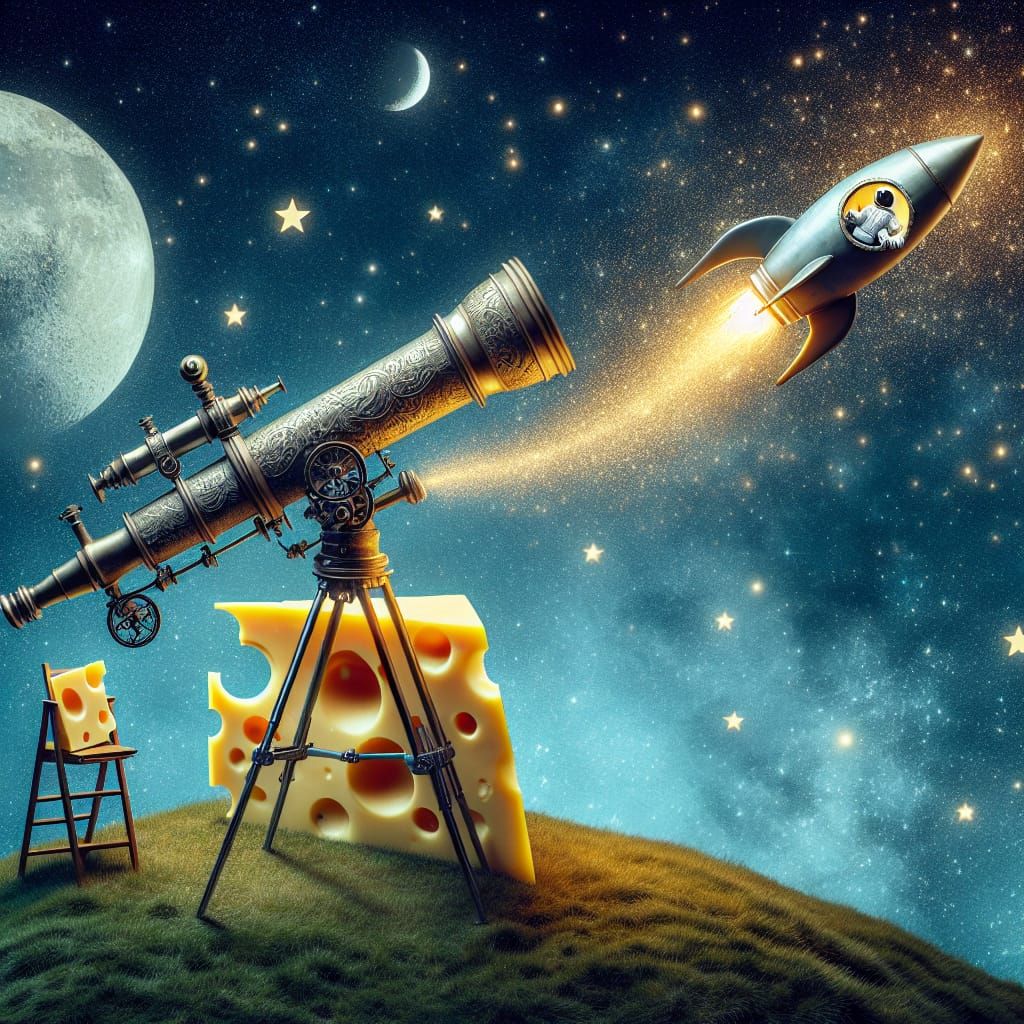 Cosmic Swiss Cheese Astronaut Soaring Through Space