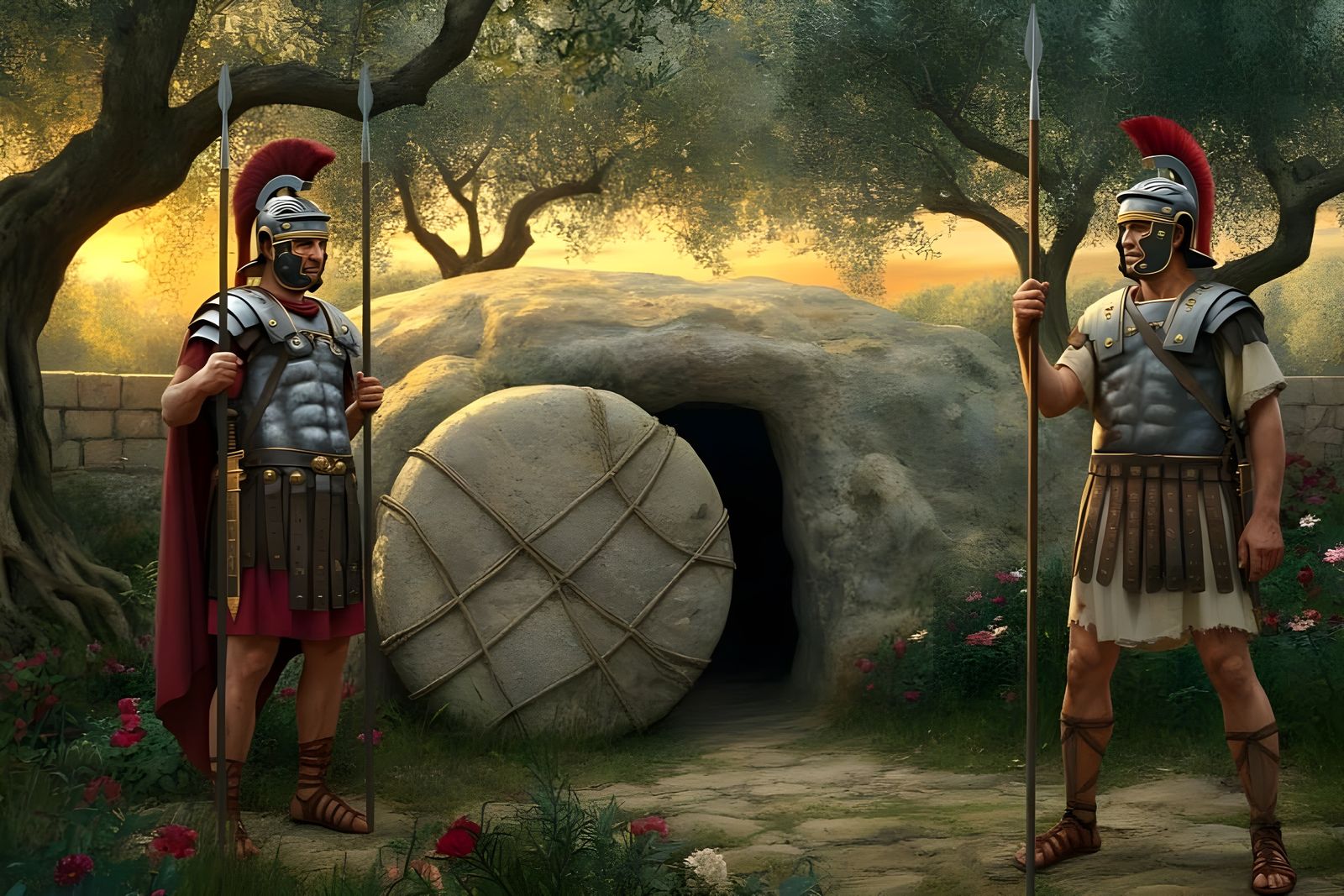 Roman soldiers guard Jesus' tomb  by @Gary Murakami