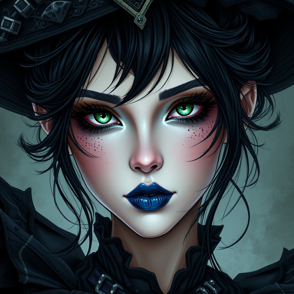Gothic girl with blue lipstick