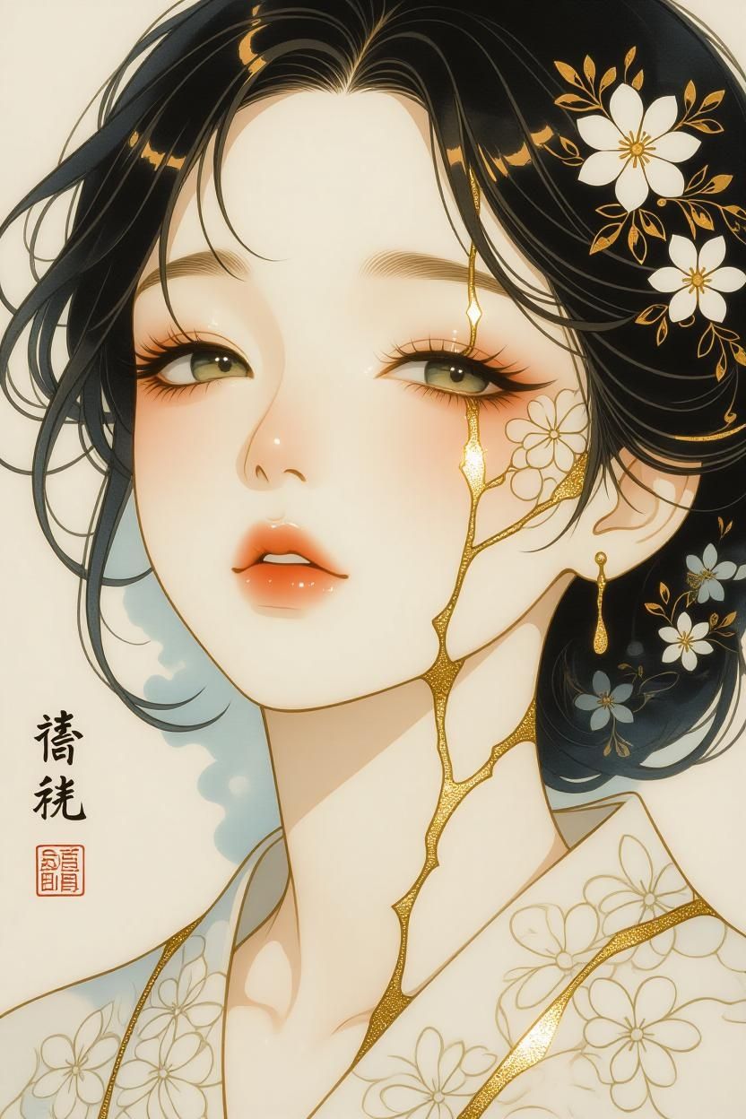 Japanese kintsugi portrait