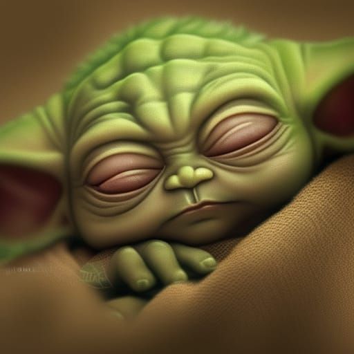 Sleeping baby yoda AI Generated Artwork NightCafe Creator