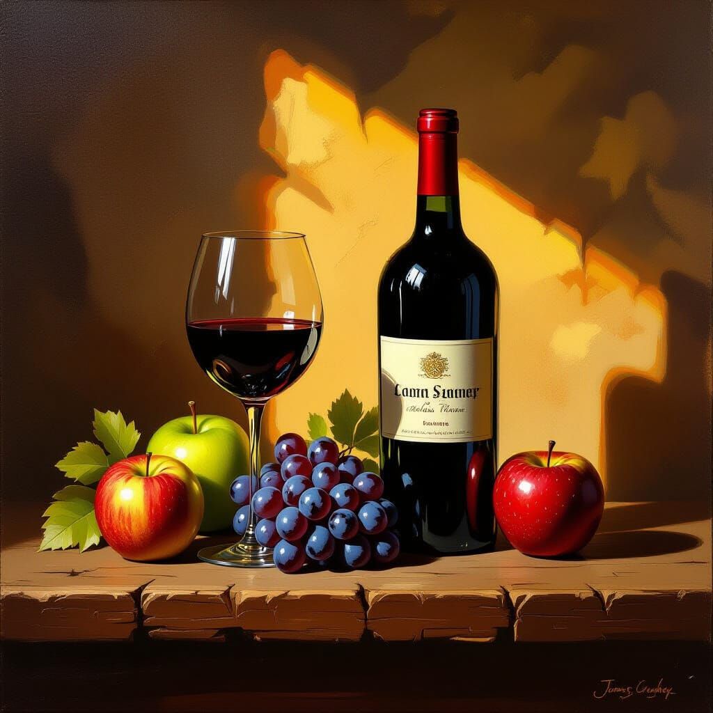 Still Life with Wine and Fruit in Dutch Style