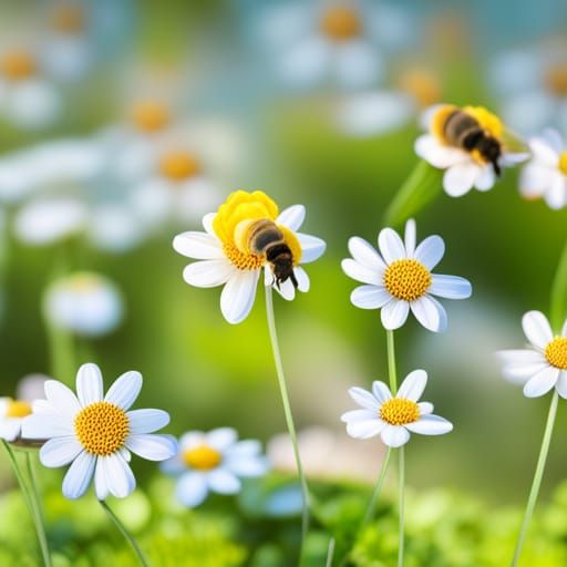 Bees in a flower garden
