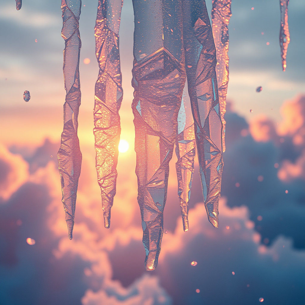 Ethereal Ice Crystals in Mid-Air: Fantasy Concept Art