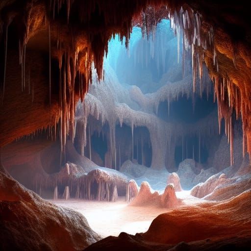 Stalagmites and stalactites in a cave