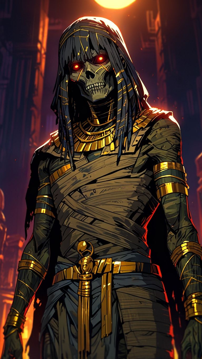 Ancient Egyptian Mummy Anime Style Digital Art