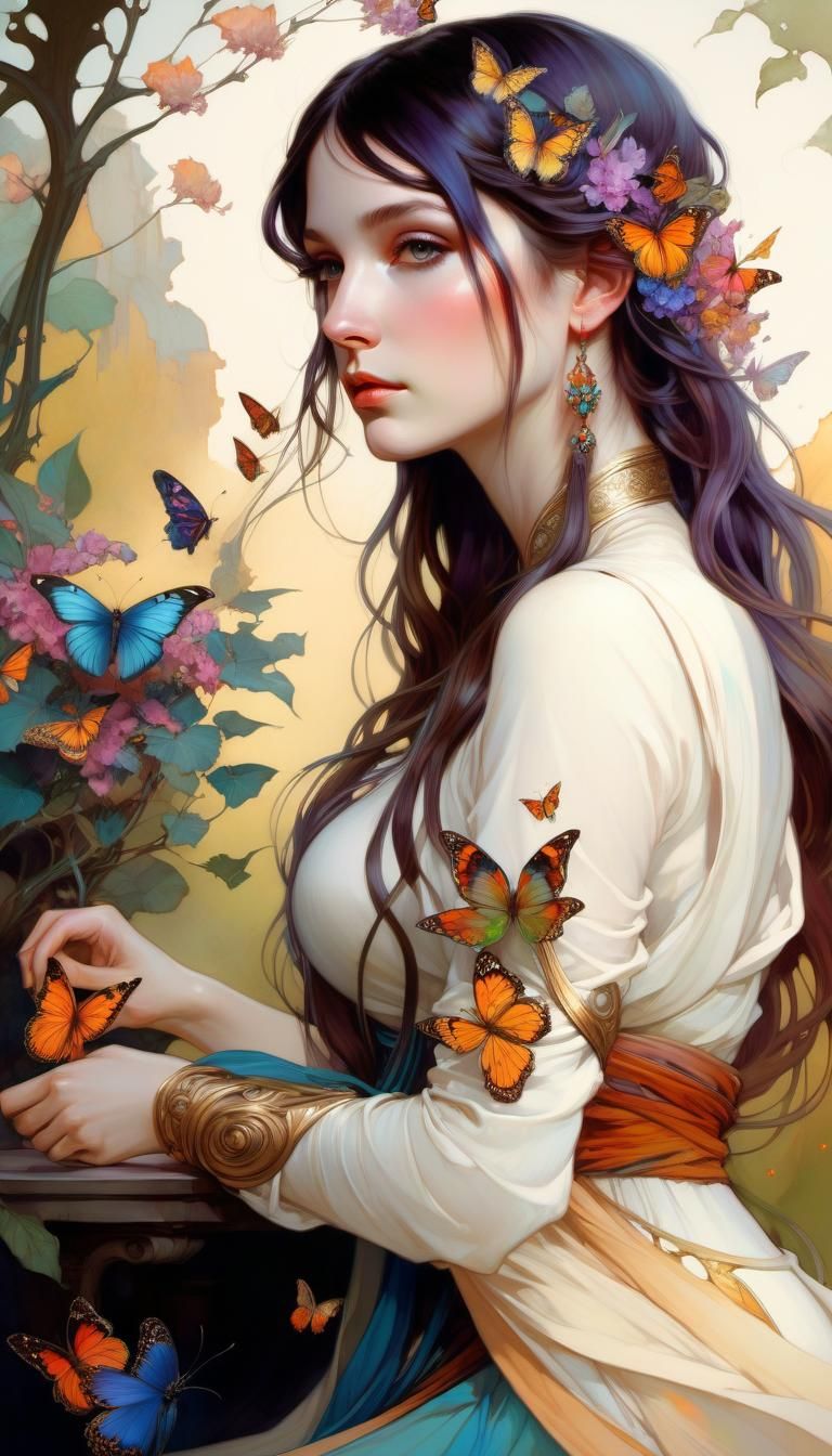 Fantasy_goddess_of_butterflies_fantasy illustration_detailed...