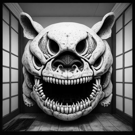 black and white ambient occlusion map. strange creature caug...