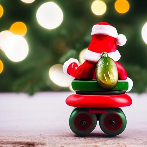 santa claus riding a pickle