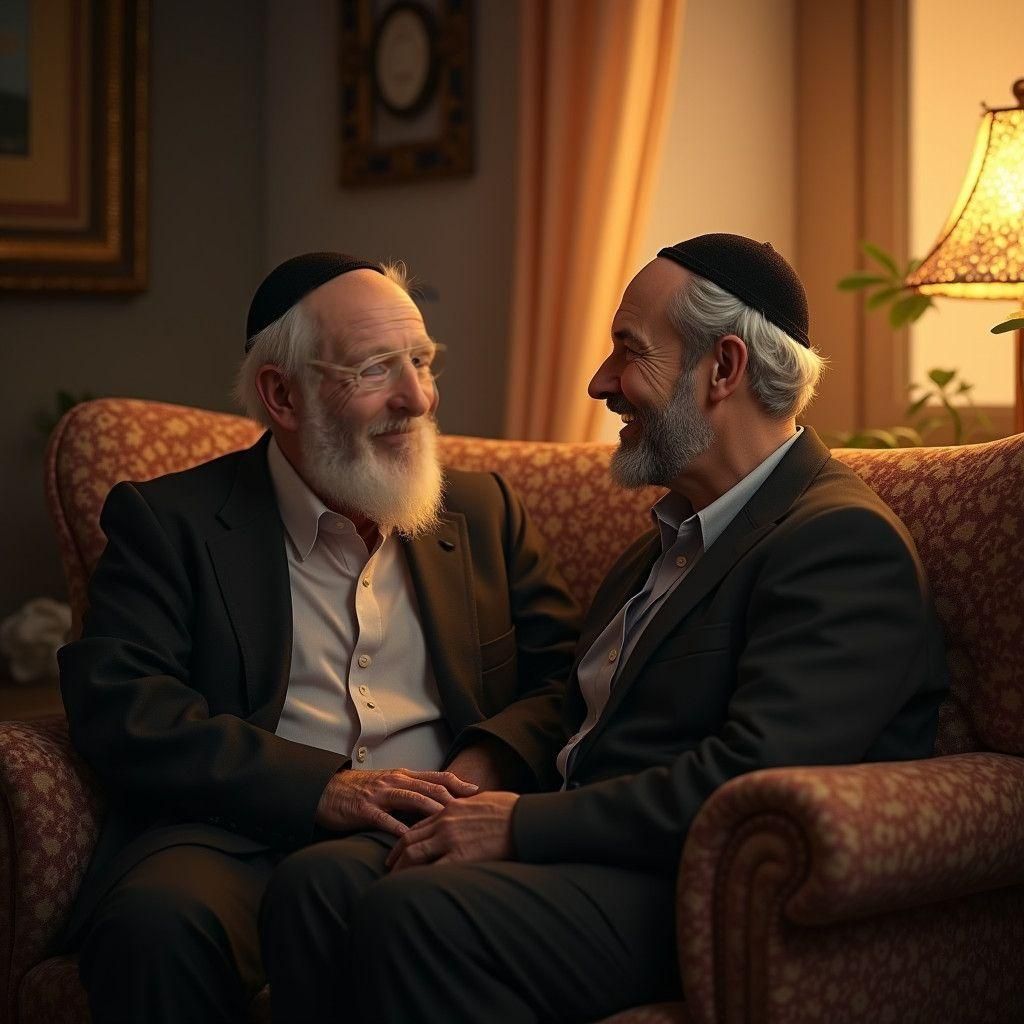 A Son's Visit: Warm Reunion in Detailed Painting