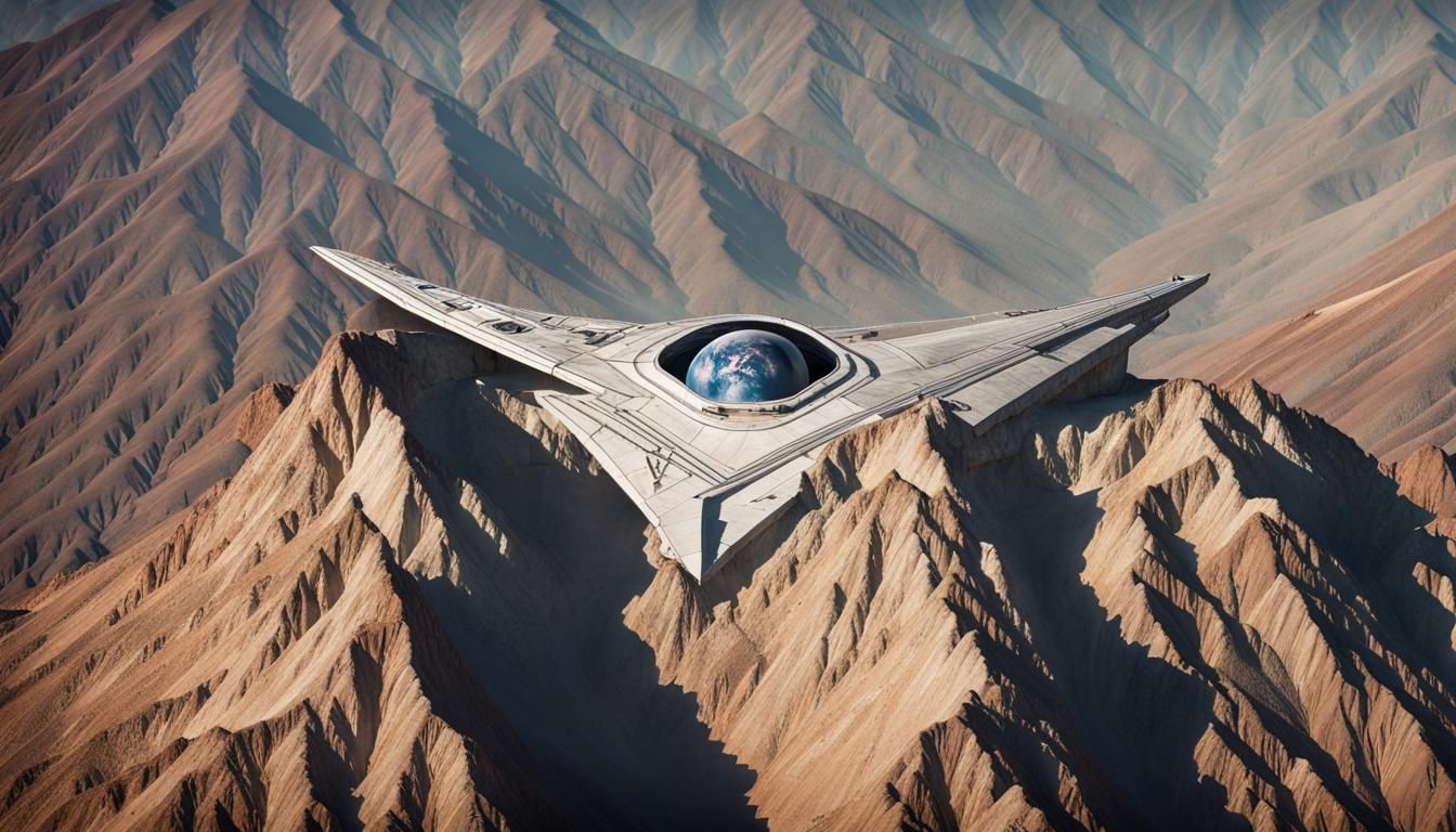 Spaceship carving a face looking up perpendicular to surface...
