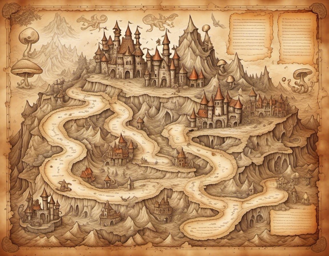 Treasure map in <lora:books and parchment:1.0> style