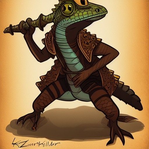 a lizardfolk holy warrior , Brian Kesinger, detailed, fantas...
