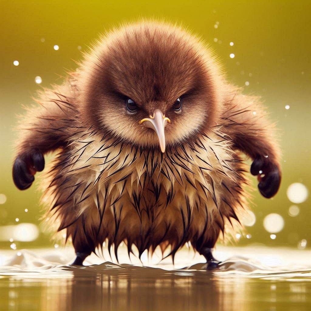 Angry kiwi bird