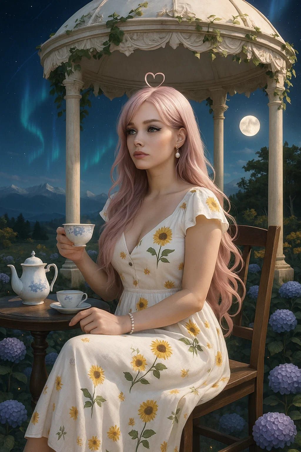 Moonlit Tea & Sunflowers