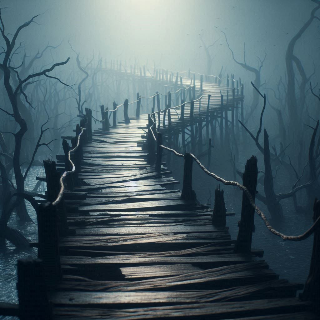 The winding boardwalk