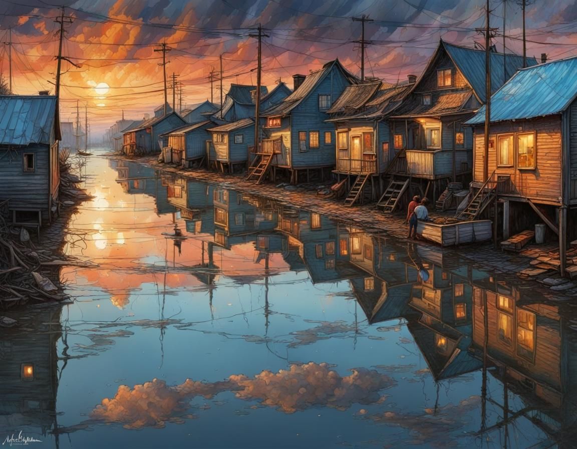 Fishing village - AI Generated Artwork - NightCafe Creator