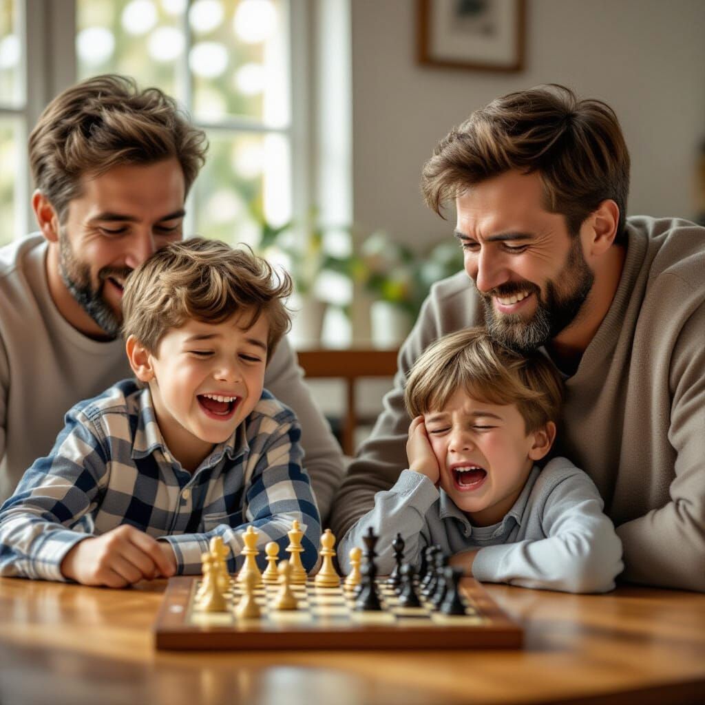 Triumphant Boy Runs to Dad After Chess Win; Sad Boy Cries to...