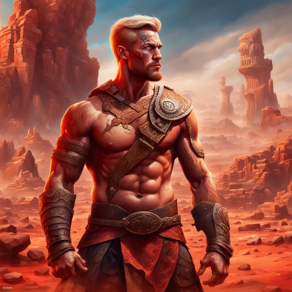 A northern warrior in the ruins of the red city