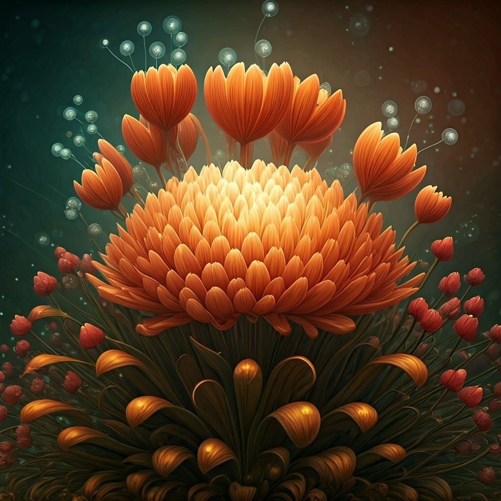 Vibrant Flowers in a Fantastical Concept Art Environment