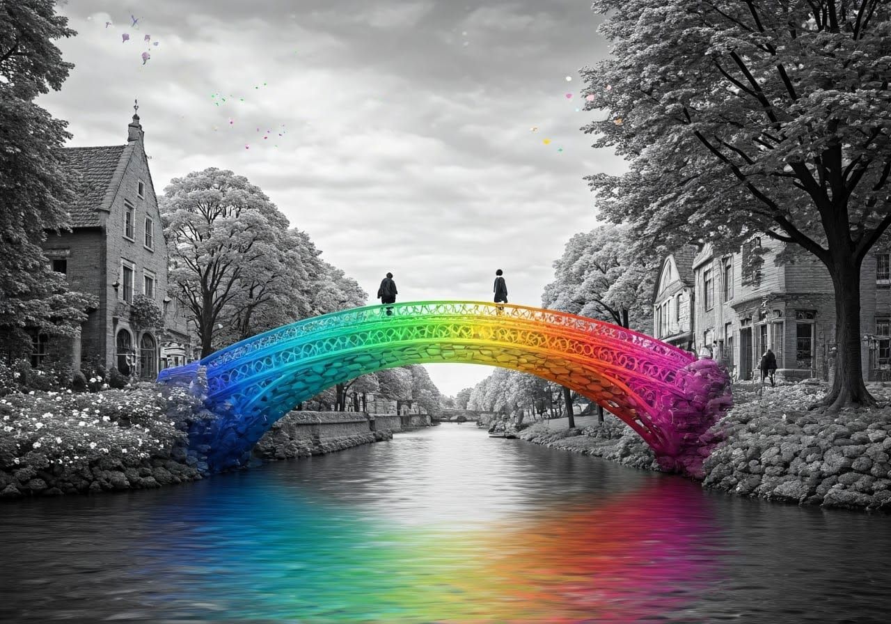 The bridge brings colour to a monochrome world   by @Radiohead