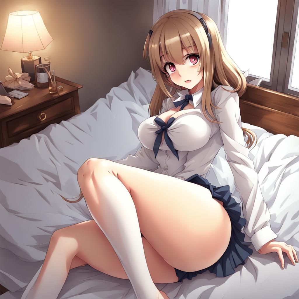 Very cute anime women, huge chests, huge bottom, beautiful long legs,  knickers - AI Generated Artwork - NightCafe Creator