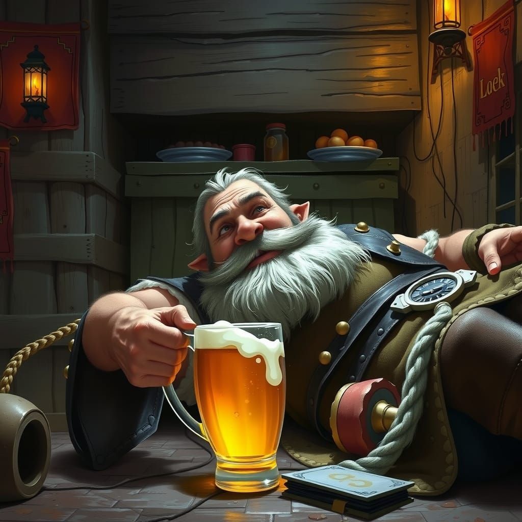Dwarf meets morning in the tavern!