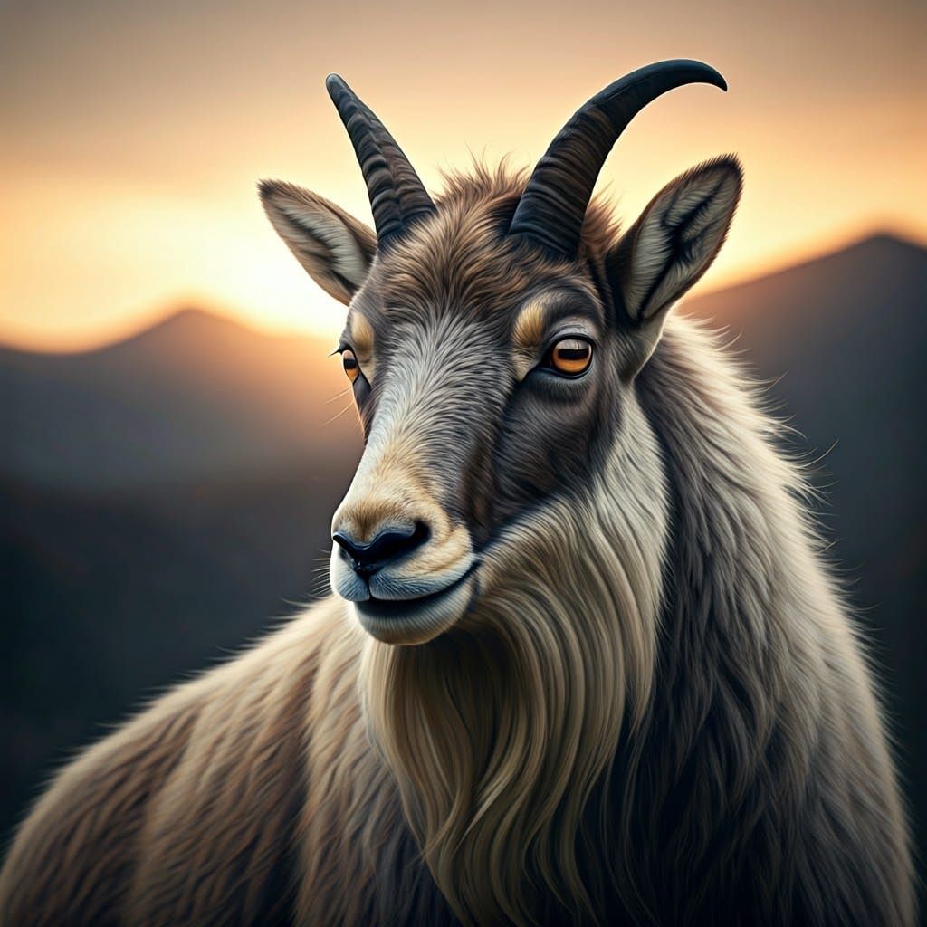 Bearded Booted Mountain Goat
