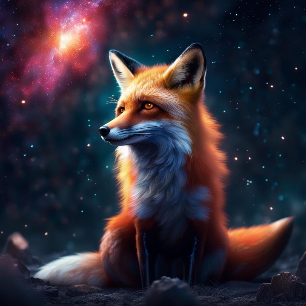 Two Tailed Fox in a galaxy - AI Generated Artwork - NightCafe Creator