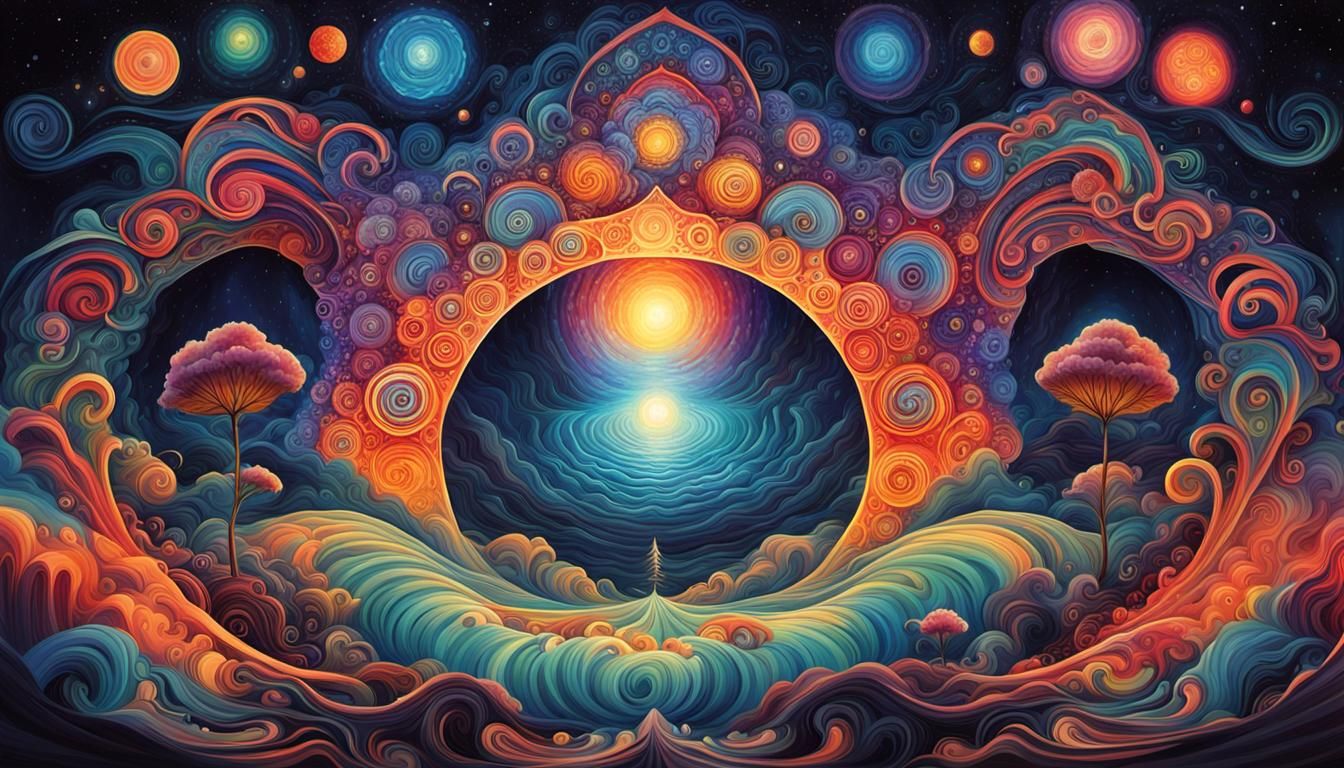 Metaphysical presence on a esoteric psychedelic wave form