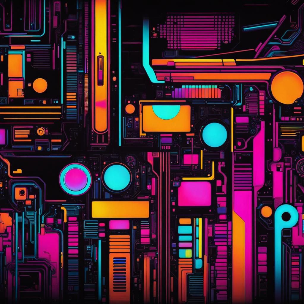 Cyborg bartender synthwave neon retro cyberpunk 2099 blade r...