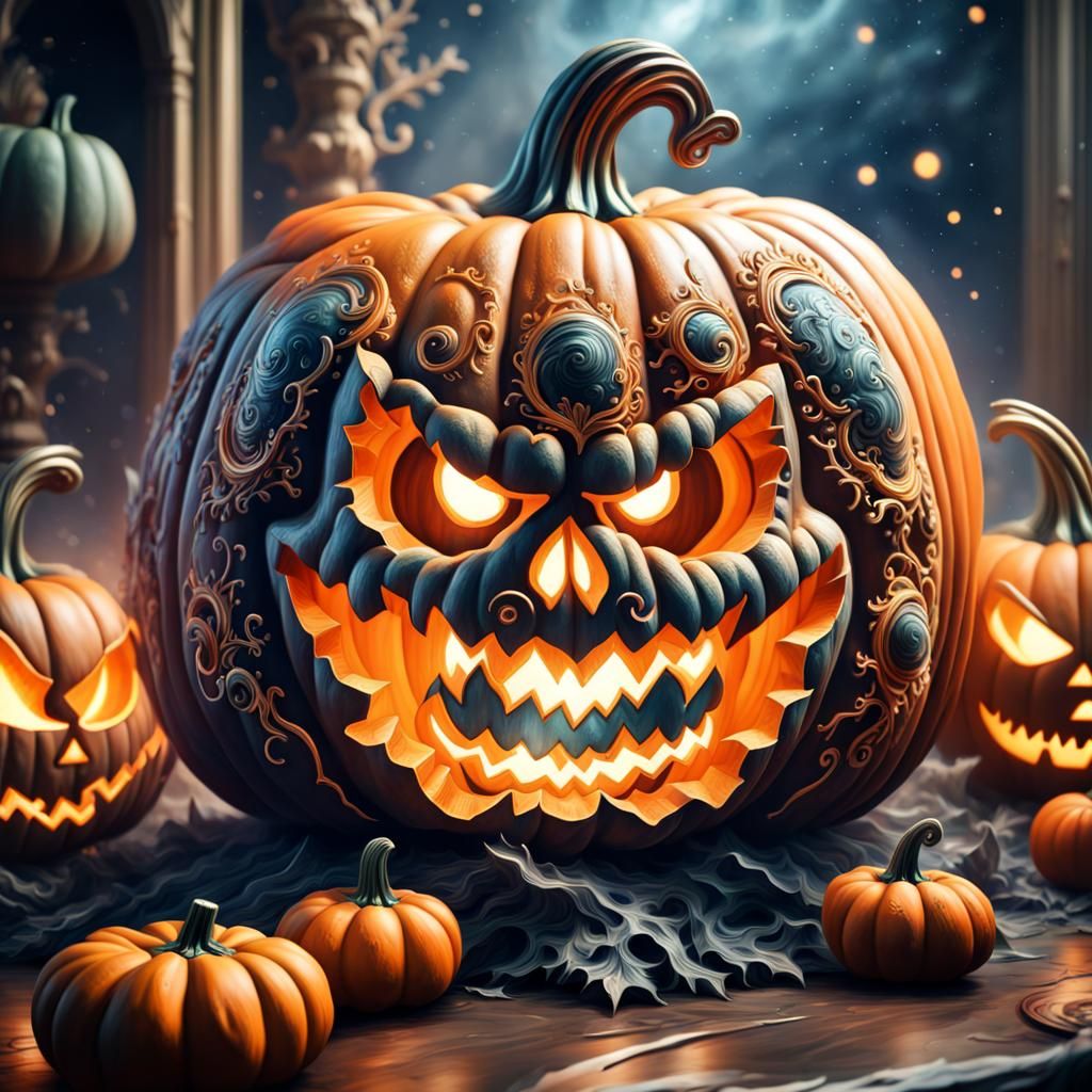 Galaxy Abstract Halloween Pumpkin Carvings  by @Meg