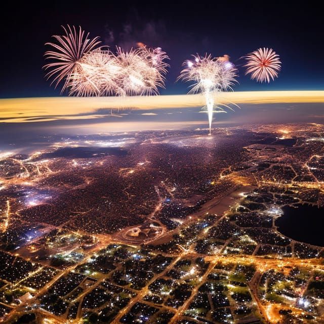 fireworks from far above  by @CatFly