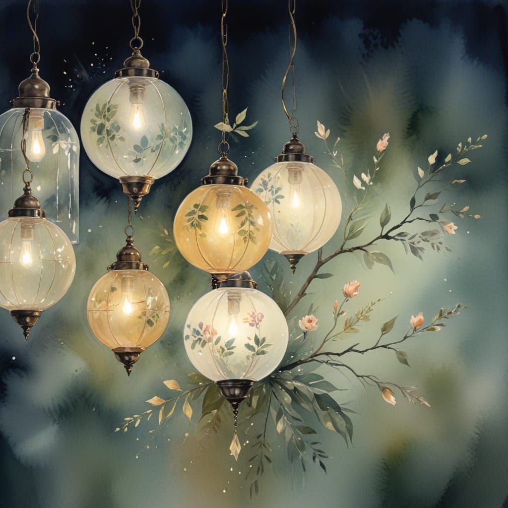 Dreamy Mystical Scene in Watercolor Style