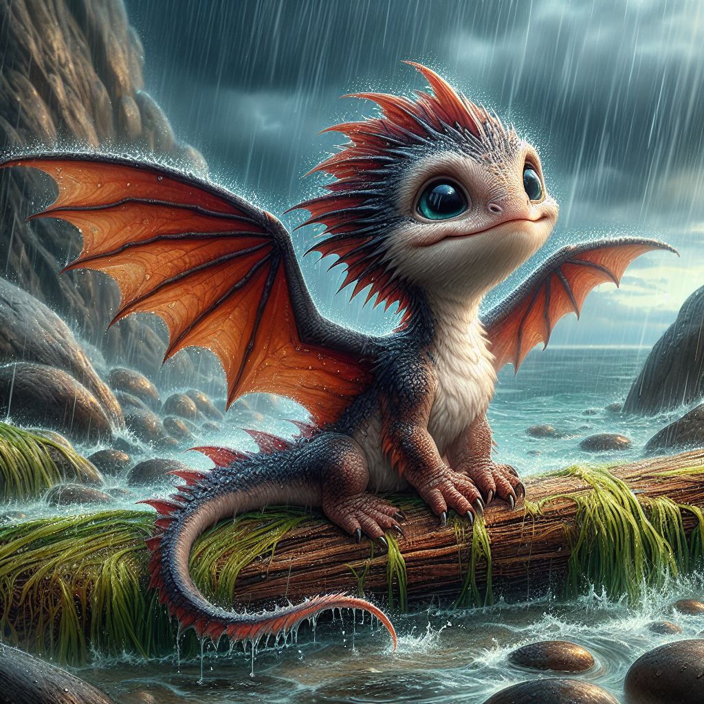 Baby Dragon by the Sea