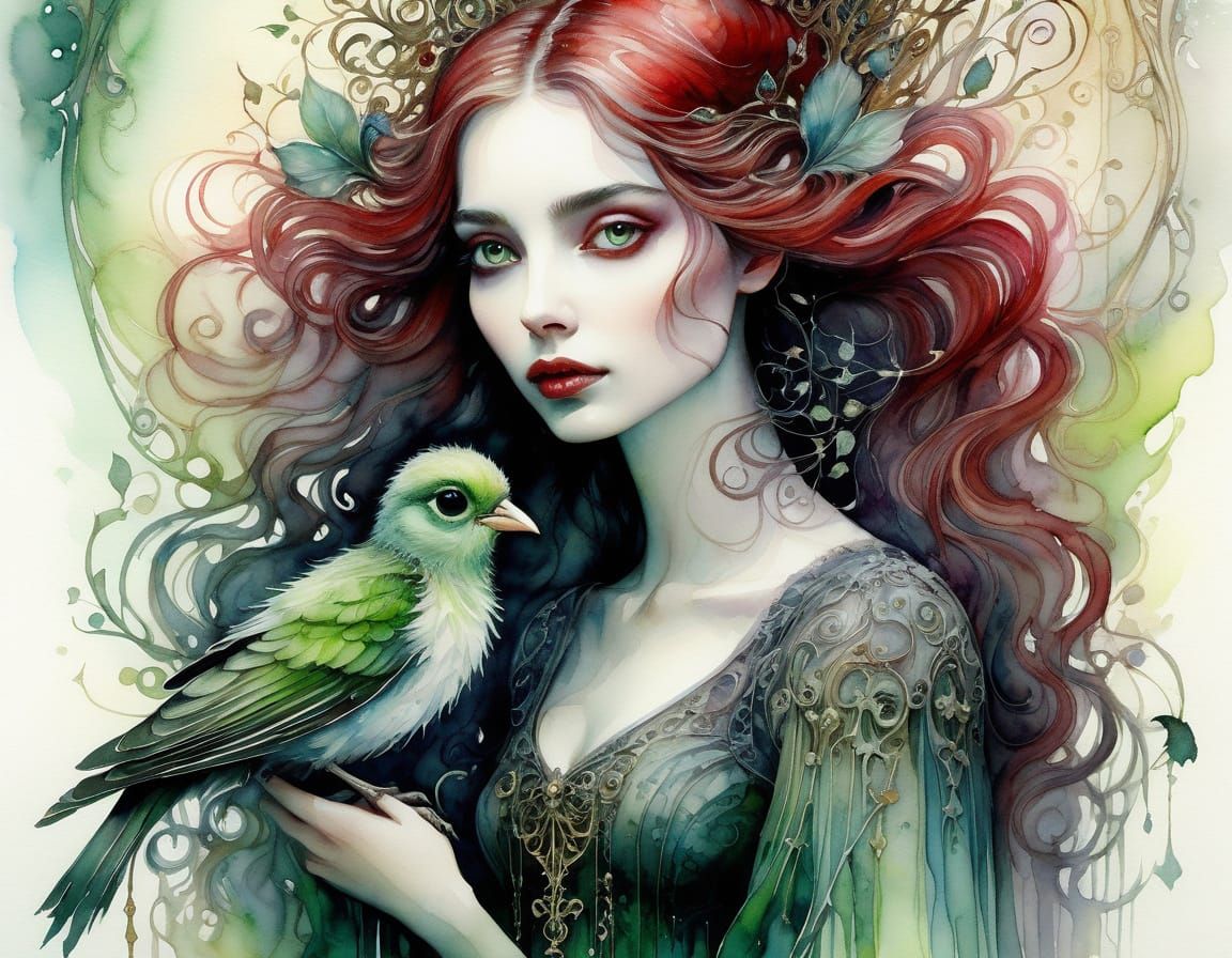 Enchanting Whimsy: Baroque Portrait of a Young Woman with Ba...