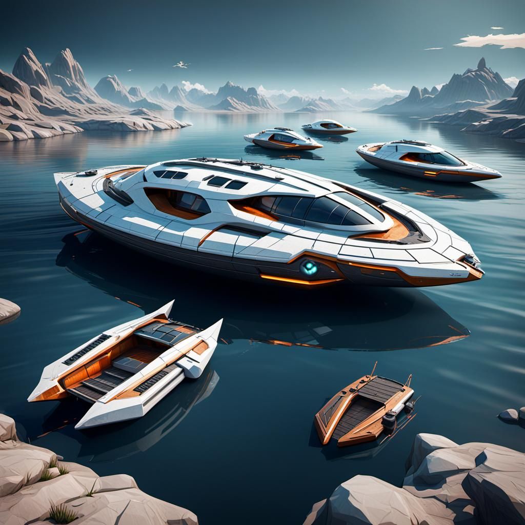 Unconventional boats on water, create unique unusual boat, c...