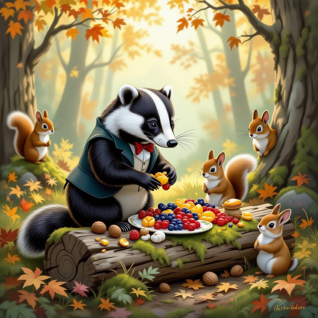 Badger's Woodland Feast  by @Sebastian