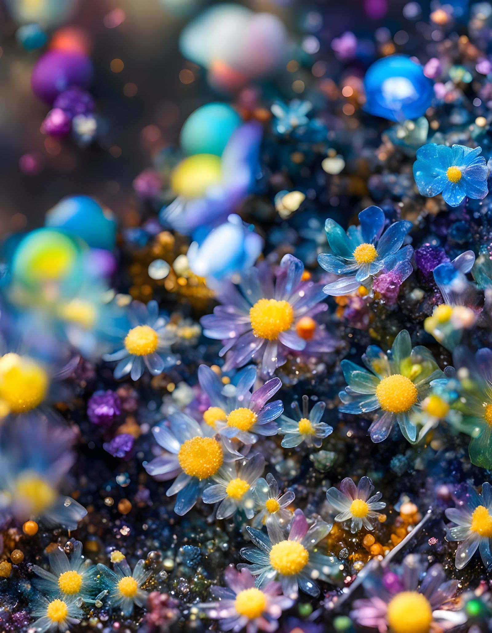 Vibrant Crystalline Blooms in a Gelatinous Cosmos
