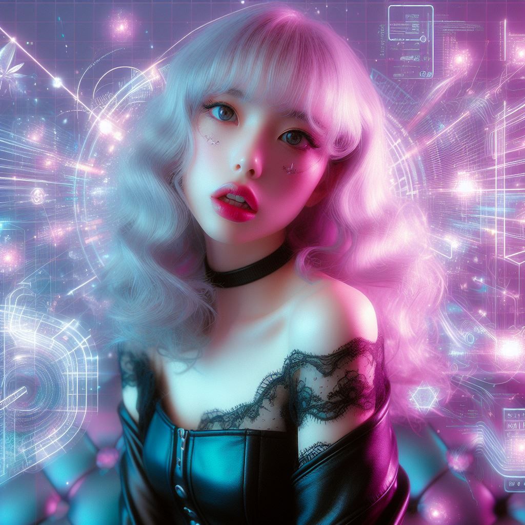 space fantasy sensual (portait:1.5) cute girl pale gothic re...