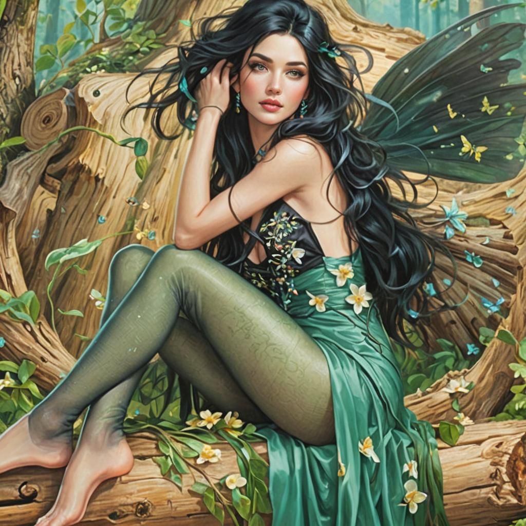 Whimsical hyper-realistic Mystical fantasy art of a beautifu...