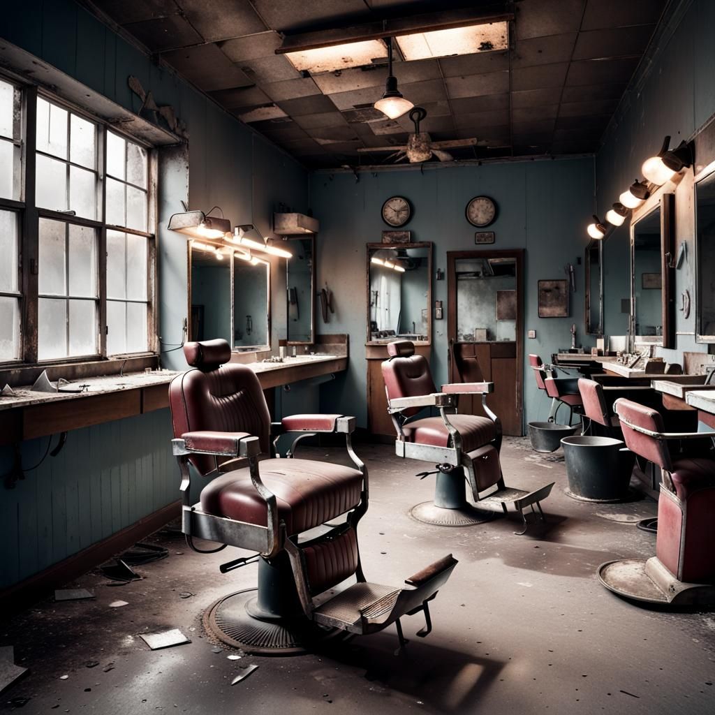 An abandoned barber shop - AI Generated Artwork - NightCafe Creator