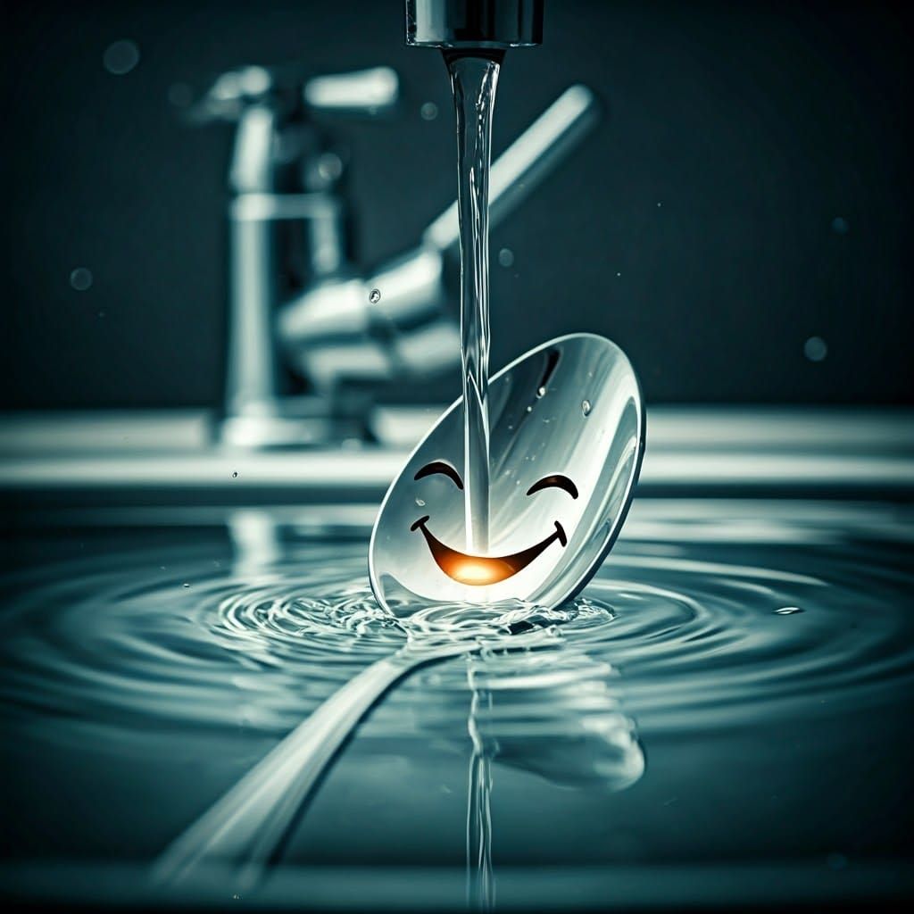 Spoon Basks in Joyful Serenity Under Modern Sink